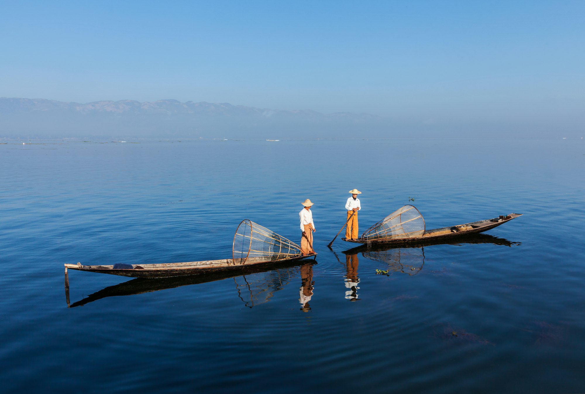 Burmese fisherman at Inle lake, Myanmar