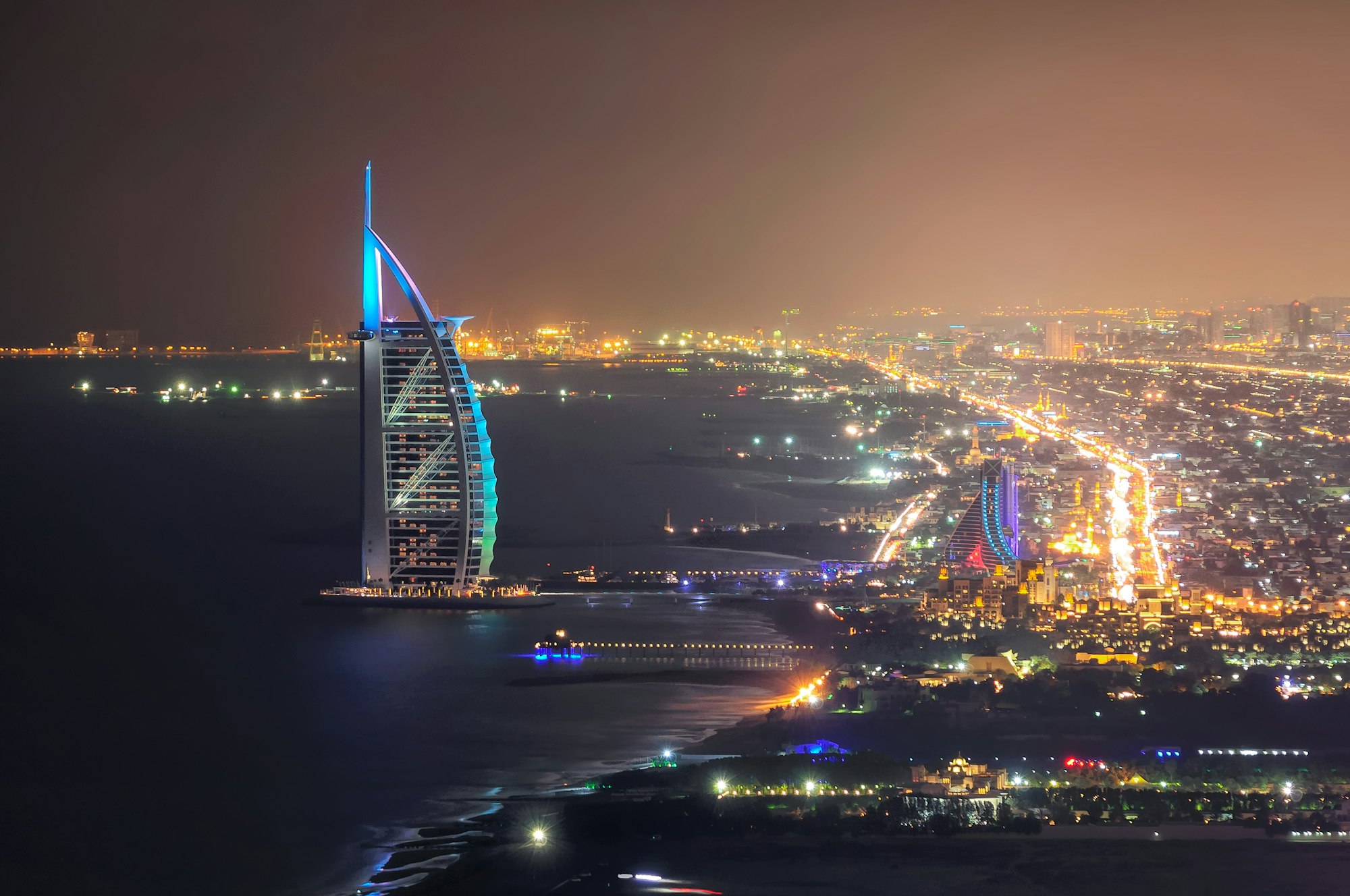 Jumeirah beach view with 7 star hotel Burj Al Arab, Dubai, United Arab Emirates