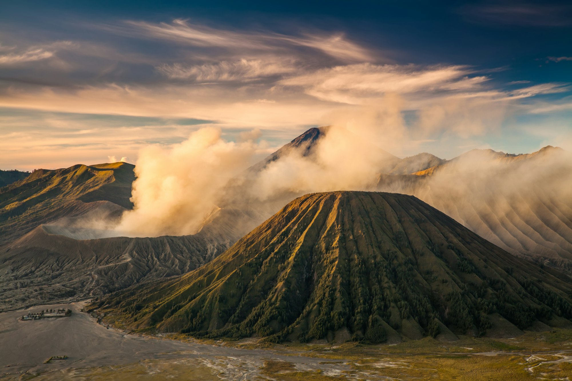 Mount Bromo volcano Gunung Bromo during sunrise Bromo, East Java, Indonesia.