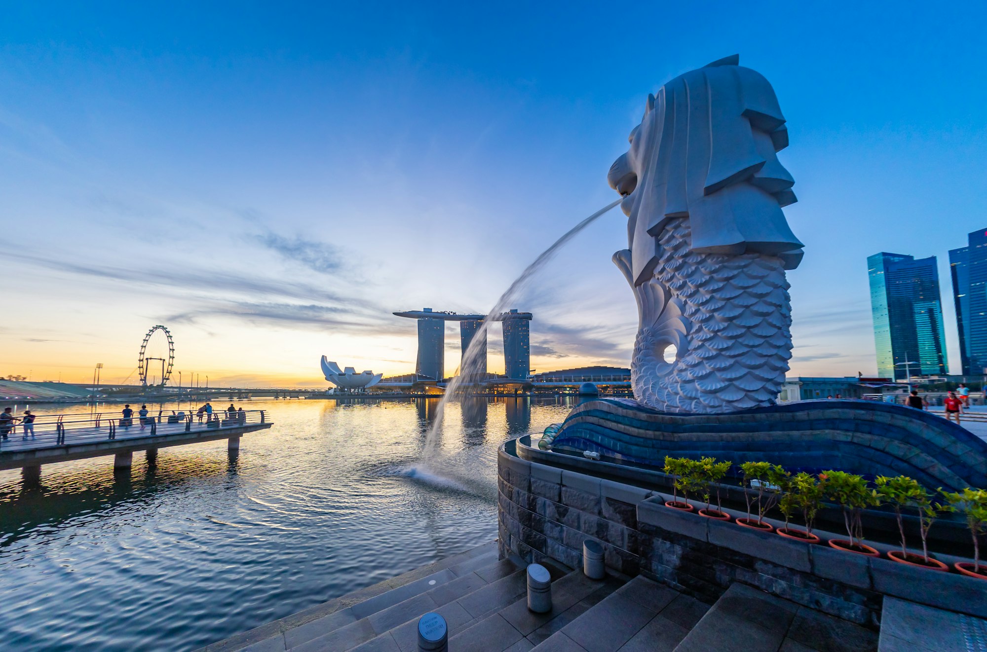 Singapore Merlion Park downtown Singapore business district