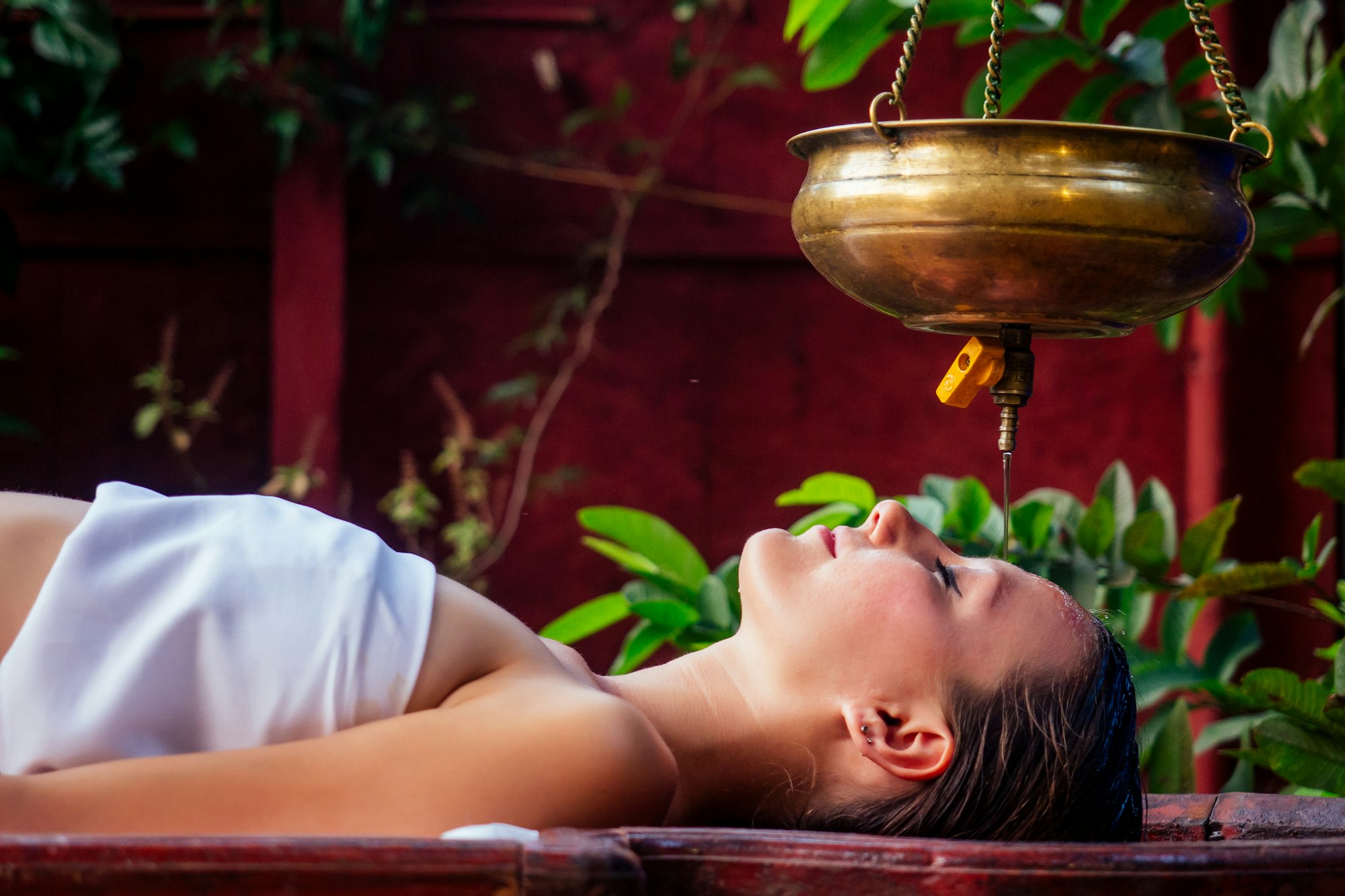 ayurveda massage alternative healing therapy.beautiful caucasian female
