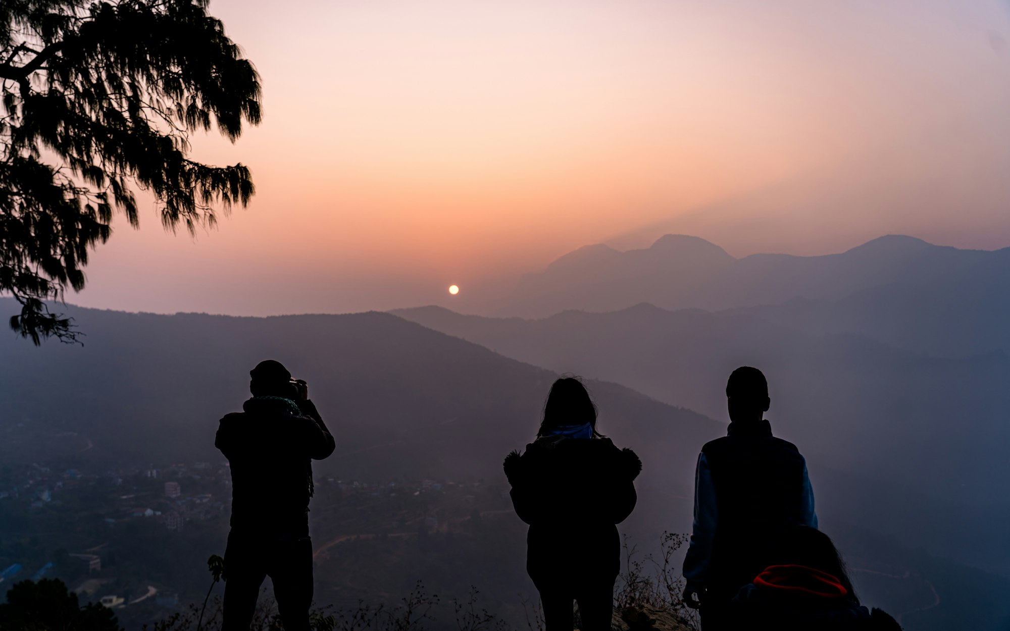gloomy sunrise over the Mountain