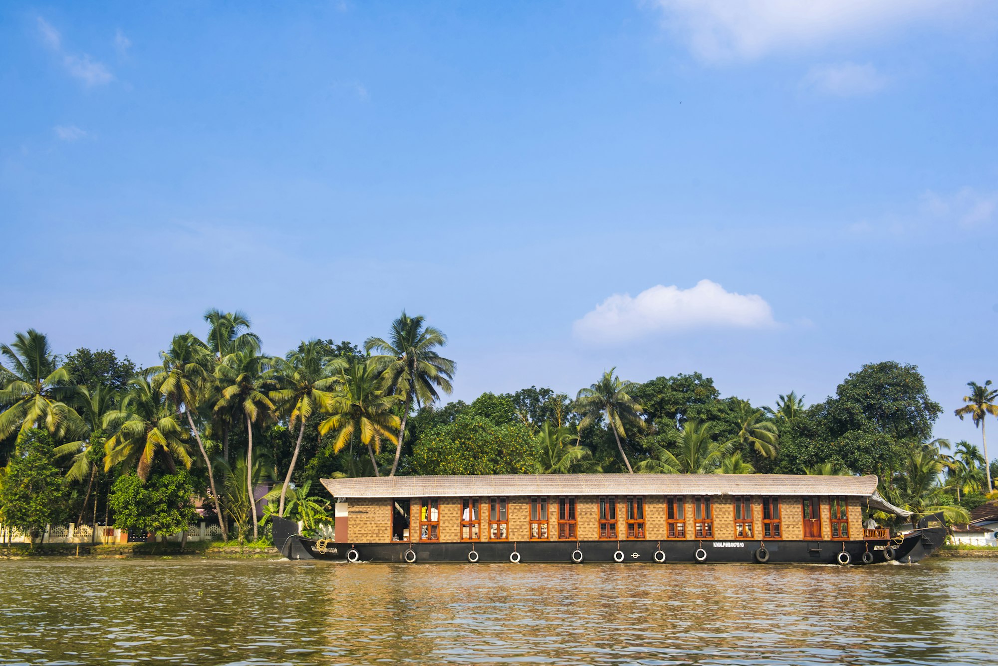 Houseboat in the backwaters near Alleppey, Allapuzha, Kerala, India