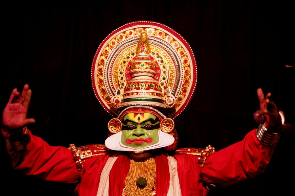 Portrait of Kathakali dance performer in Kerala, India