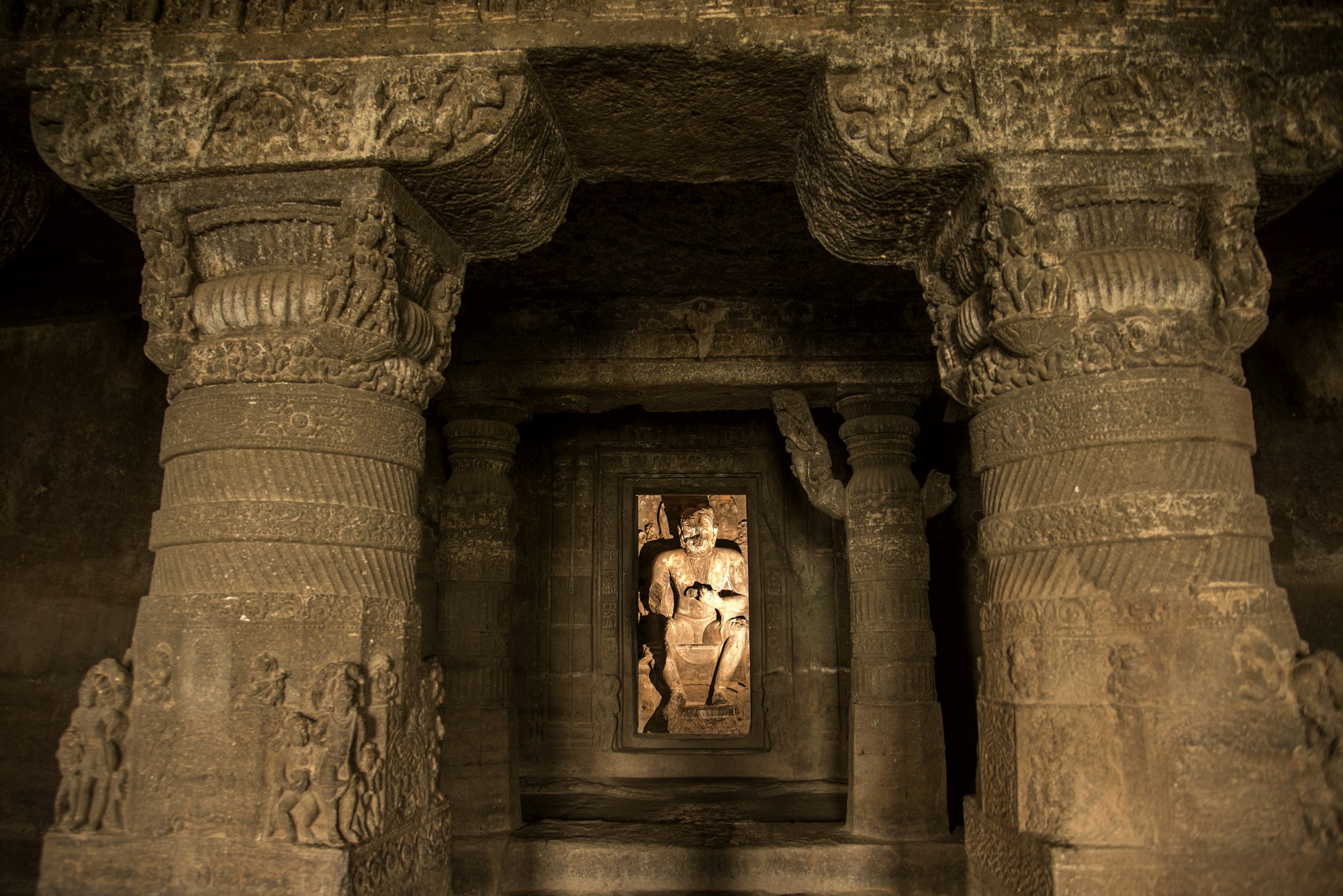 Statue of lord Buddha in Aurangabad Caves, India