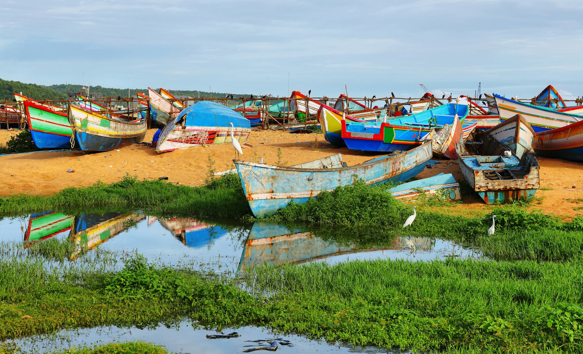 Fishing boats at Vizhinjam harbor, Kovalam, Kerala, India